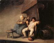 Adriaen van ostade A Peasant Couple in an  interior Spain oil painting art